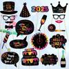 20pcs Colorful 2025 New Year Photo Booth Props Paper New Year Costume Mask  Birthday Party Supplies