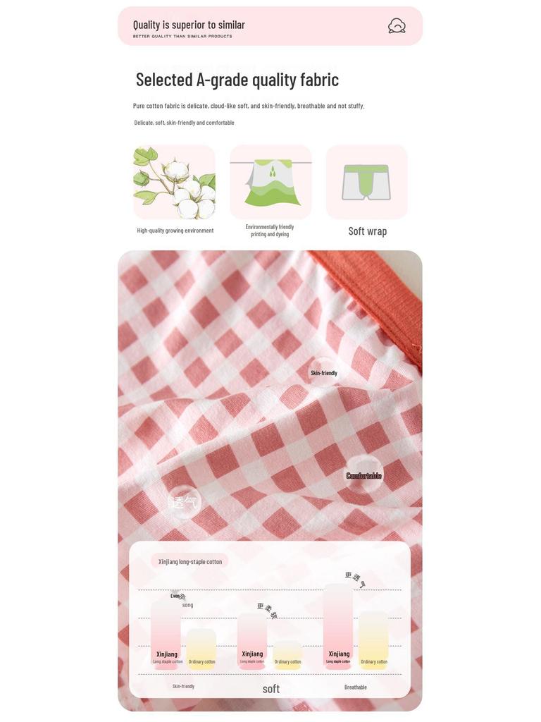 Girls' Antibacterial Cotton Boxer Briefs - Flat-Leg No-Pinch Design for Children