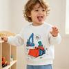 Toddler Baby Neck Sweatshirt with Animal Car Print - Long Sleeve Casual Pullover Top for Boys Girls