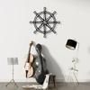 Metal Compass Wall Art, Nautical Rudder Decor for Office
