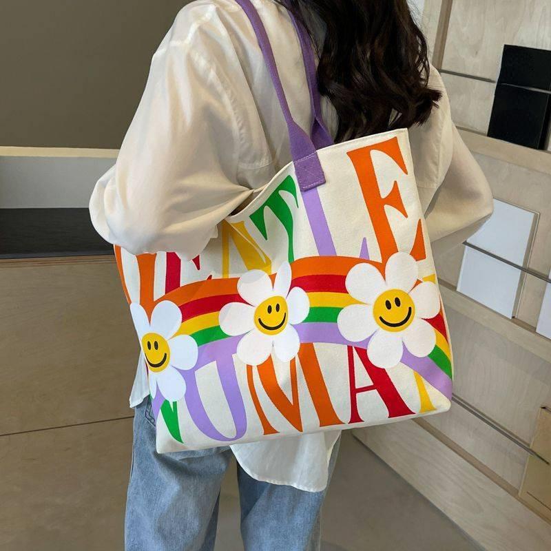 

Monogram Tote Bag, Sweet Canvas Tote Bag, Women s Large Capacity Shoulder Bag зелёный