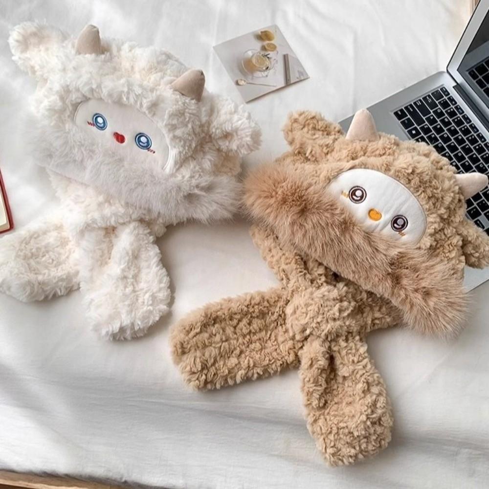Thickened Ear Protection Hat Warm Lei Feng Cap Kawaii Little Sheep Plush Hat  Streetwear