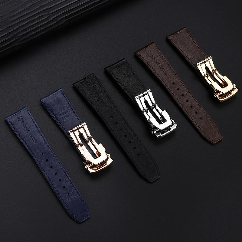 For MAURICE LACROIX Eliros Watch Band Soft Cowhide 20 22mm Folding Buckle Black Brown Blue Genuine Leather Strap Men Accessories