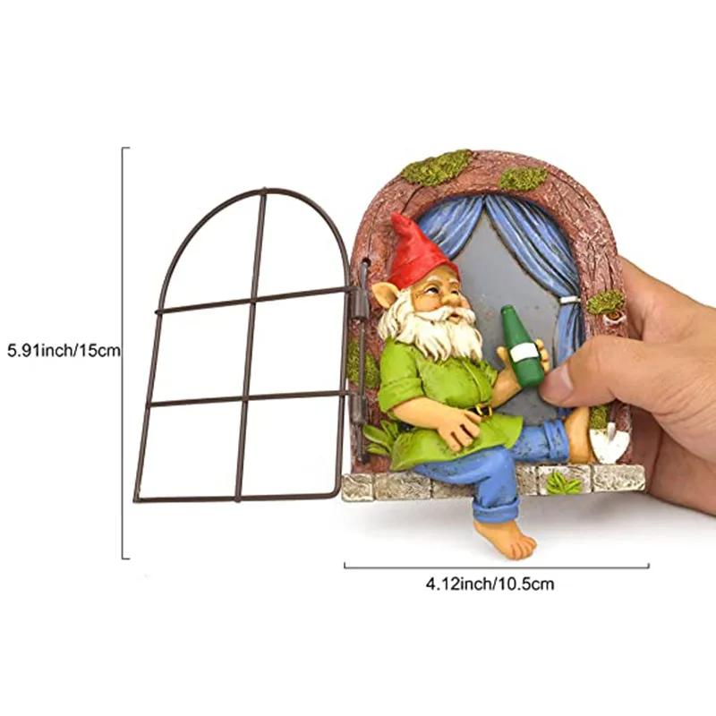 1 Pcs Drinking Dwarf Window Hanging Creative Resin Outdoor Garden Tree Hanging Decoration Hanging Crafts Landscape