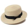 Parent-child straw hat women's summer British retro flat top small fresh top hat sunshade sunscreen beach hat travel tide
