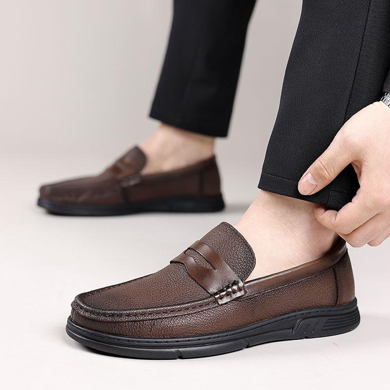 Genuine Leather Mens Loafers Luxury Brand Italian Casual Shoes for Men Shoes Slip On Moccasins Comfy Driving Shoes Boat Shoes
