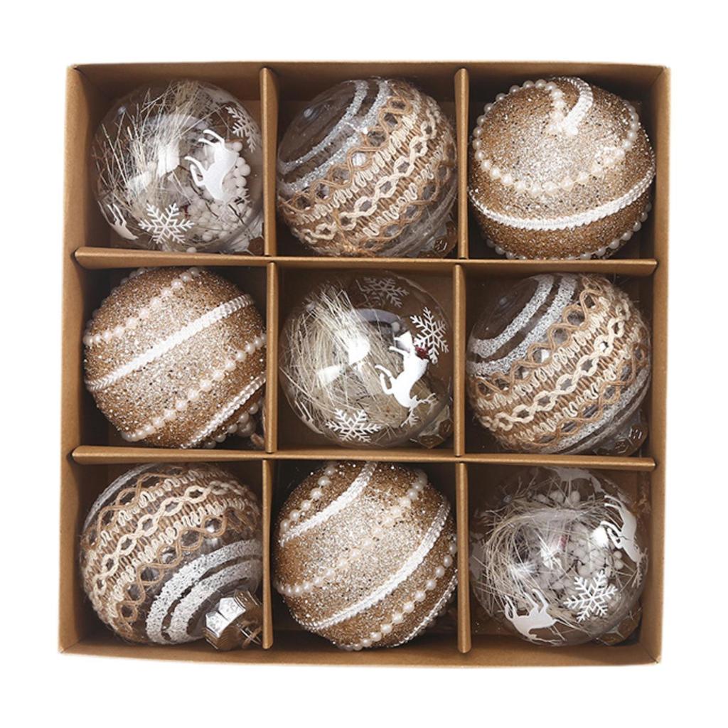 9Pcs Christmas Balls Ornaments New Year Holiday Xmas Tree Hanging Decoration