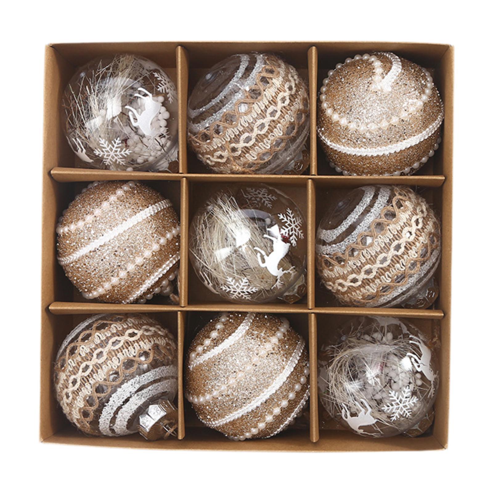 9x Christmas Balls Ornaments, Christmas Tree Hanging Decoration 8cm Shatterproof