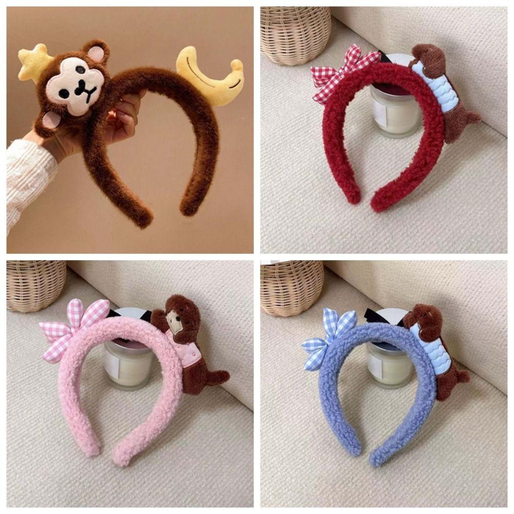 Moon Red Plush Headband Hair Accessories Cartoon Monkey Hairband Sweet Dachshund Hair Hoop Girls