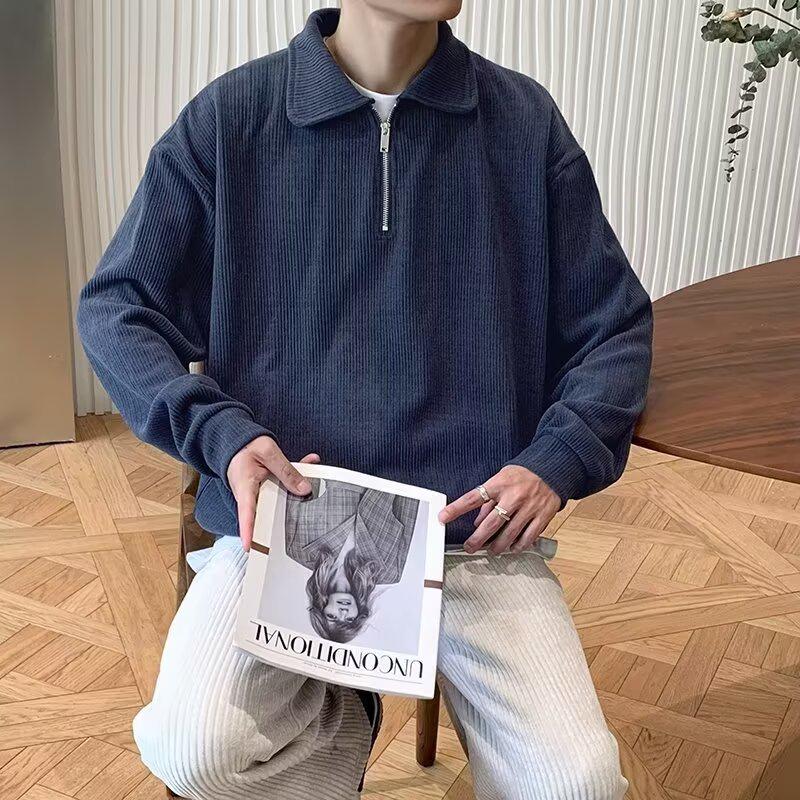 Trendy Harajuku-Style Half-Zip Sweatshirt: Artistic & Versatile Fashion