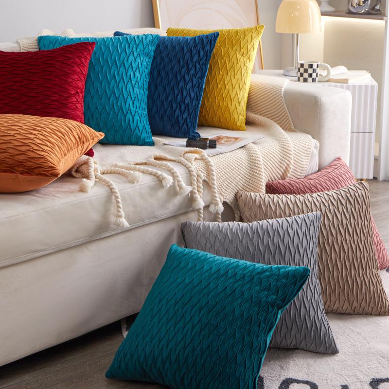 Velvet Wrinkle-Style Soft Back Cushion for Sofa or Bed