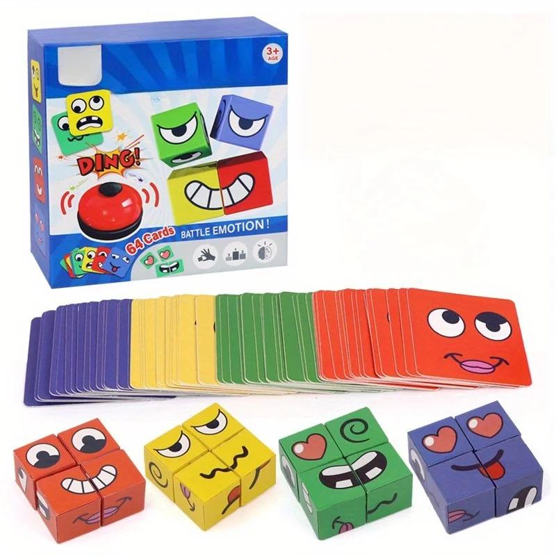 Fun Family Activity, Face Change Expression Puzzle Building Blocks Table Game Toy, Unique And Perfect Gift
