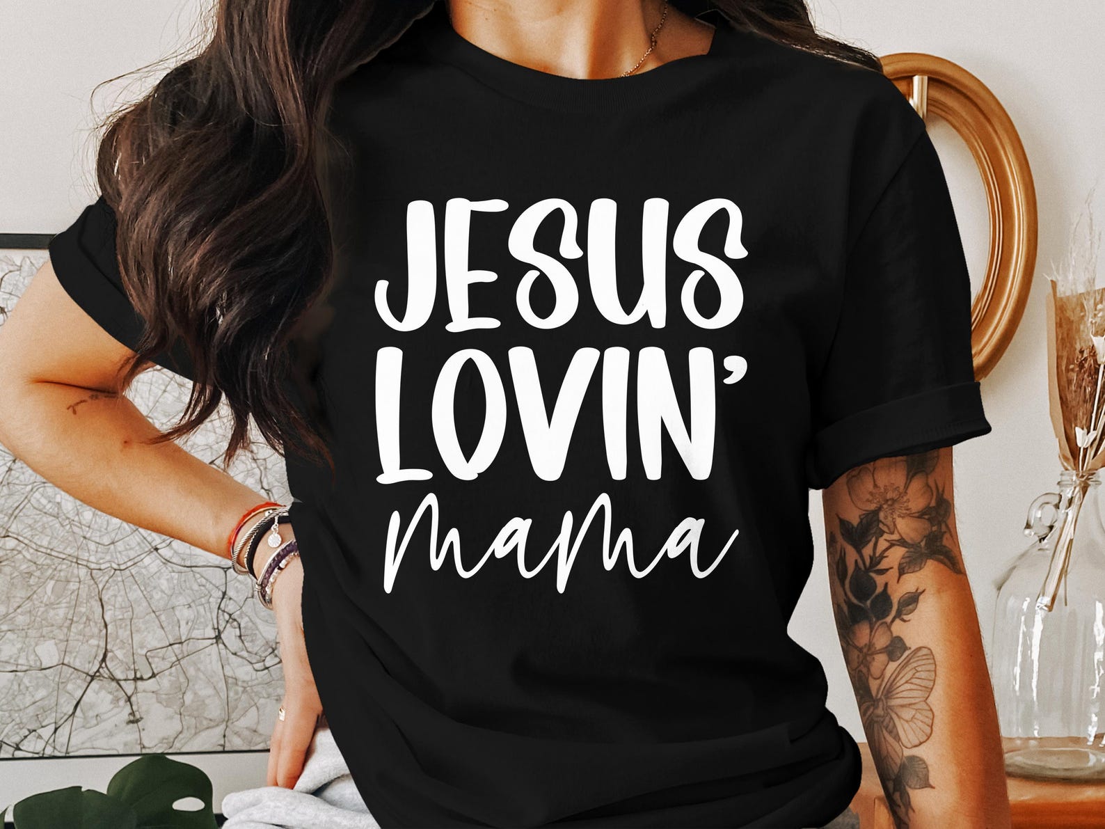 Jesus Lovin Mama T-Shirt, Christian Mom, Religious Tee, Godly Woman Gift, Faith Based Apparel, Gift for Mother, Christianity Shirt 2XL