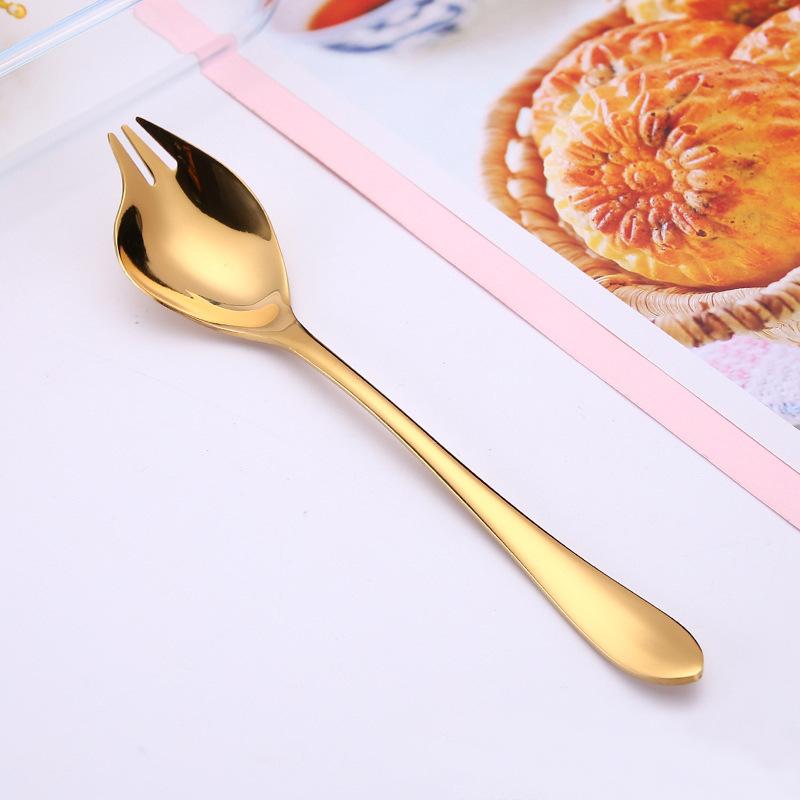 Creative Stainless Steel Fruit Salad Fork Spoon Colorful Ice Cream Dessert Spoon Multi-Function Tableware Kitchen Accessories