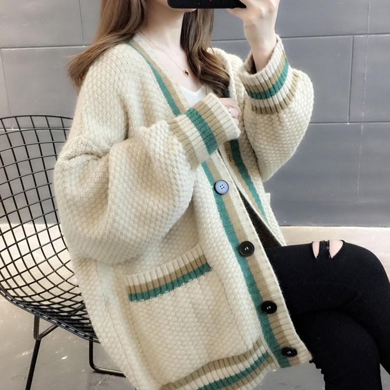 Autumn 2025 Women's Loose Knit Cardigan - Thick, Stylish Sweater