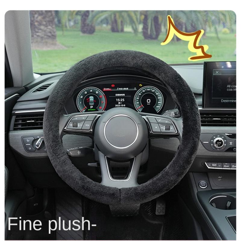 Plush Warm Imitation Rabbit Hair Car Steering Wheel Cover Non-Slip Winter Handle Cover Car Interior Supplies