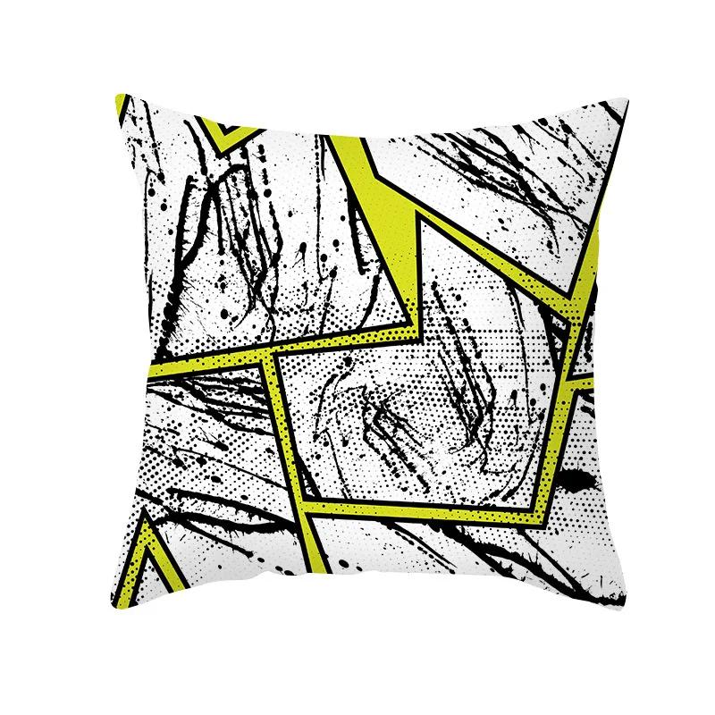Sofa Office Chair Cushion Cover Luxury Comfortable Flower Pillow Retro Abstract Geometric Printing Pillowcase