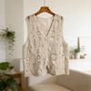 New Summer Women's Hollow Crochet Knit Vest Cardigan Unique Design Sleeveless Waistcoat Casual Outerwear Top