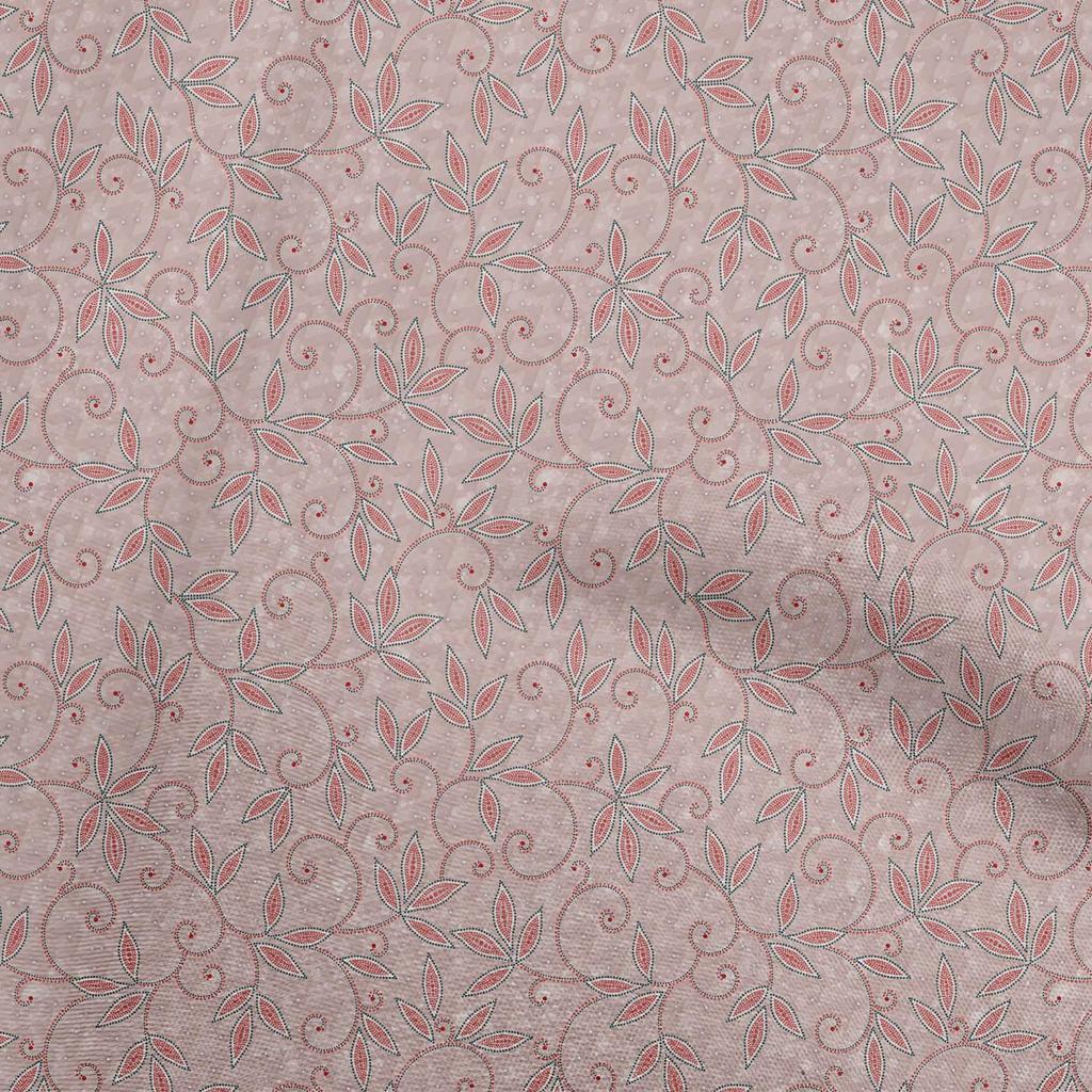 oneOone Cotton Flex Dusty Pink2 Fabric Dotted Floral Dress Material Fabric Print Fabric By The Yard 40 Inch