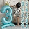 42inch 0-9 Blue,Pink Crown Number Balloons Princess Theme Happy Birthday Party Kids Adult Baby Shower Globos Anniversary Decor 5