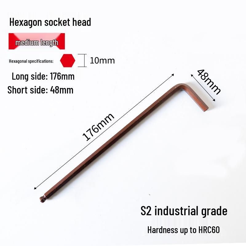 S2 Extended Ball Head Hex Key Wrench, High Strength Hardened 5mm/4mm Hexagonal Tool