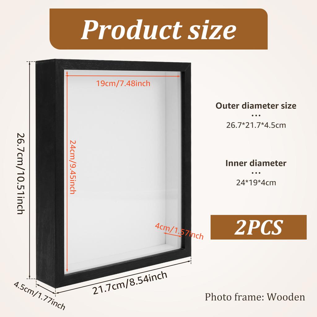 Shadow Box Picture Frame Wall Mounted Shadow Box Simple Elegant Display Cases Rectangle for Display Photos Medals Awards