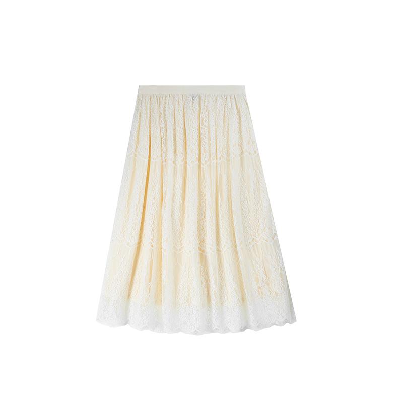 Shuangtian 2026 Spring/Summer Plus Size Women s Elegant Lace Drape Long Skirt XL
