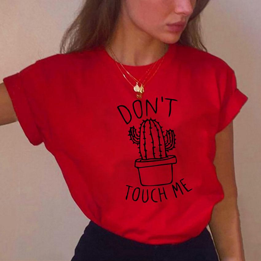 

Женщины кактус Печатные футболки Top Girl Funny Круглый шеи футболки