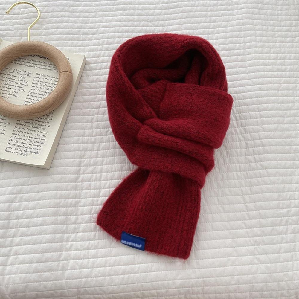 Solid Color Y2K Knitted Scarf Thicken Cross Woolen Scarf Fashion Winter Warm Scarf  Unisex