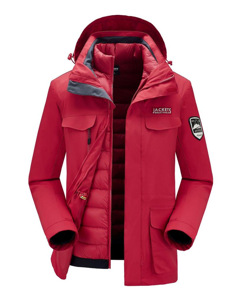 Paar 3-in-1 Unifarbener Daunen-Windbreaker-Set - Anpassbares Logo