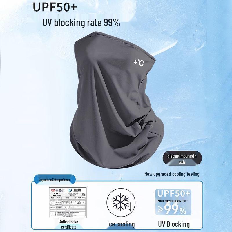 UPF50+ Ice Silk Neck & Face Protector: Sun & UV Protection Mask with Breathable Eye Shield