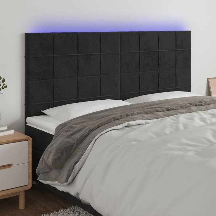 VidaXL LED Headboard Bedroom Furniture Double Bed Accessory Head of Bed Frame Interior Black 3122480
