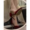Pointed Toe Fine High Heel Women's Shoes Metal Buckle Strap Sexy Women's Shoes Wedding Shoes Bridal Bridesmaid Shoes Red Heels