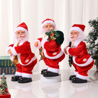 Christmas Electric Musical Hip Dancing Play Guitar Santa Claus Doll Ornament with Music Party Christmas Decoration Gift for Kids
