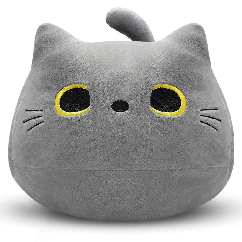 

10/30CM Cute White Black Cat Plush Toys Soft Pillow Kawaii Kitten Cat Cartoon Stuffed Animals Cushion Decoration Pendant Gift 10cm сірий