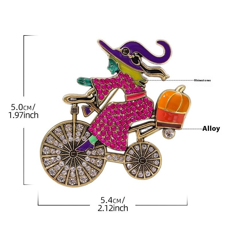 Luxury Big Heavy Flower Skull Brooch Jewelry Retro Ghost Witch Badge Pin For Coat Bag Decor Accessory Halloween Gift