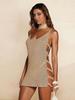 Sexy U Neck Sleeveless Knit Horizontal Stripes Side Cut Out Beach Vacation Dress 2025 Summer Beachwear Women's Mini Dresses K90