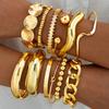 Set di 12 Braccialetti Impilabili Colore Oro per Donna Moda Set di Braccialetti Chunky Trendy Braccialetti Aperti Boho Party Gioielli da Indossare Quotidiano Regali