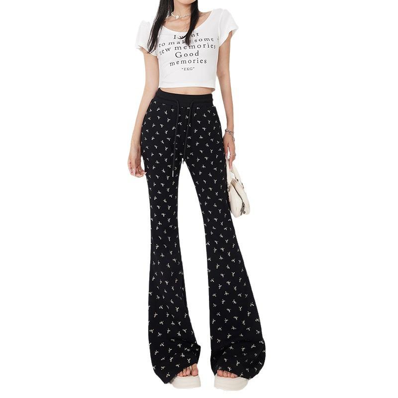 2024 Women's High-Waisted Bowknot Flared Casual Pants - New Summer Loose Slim Wide-Leg Style