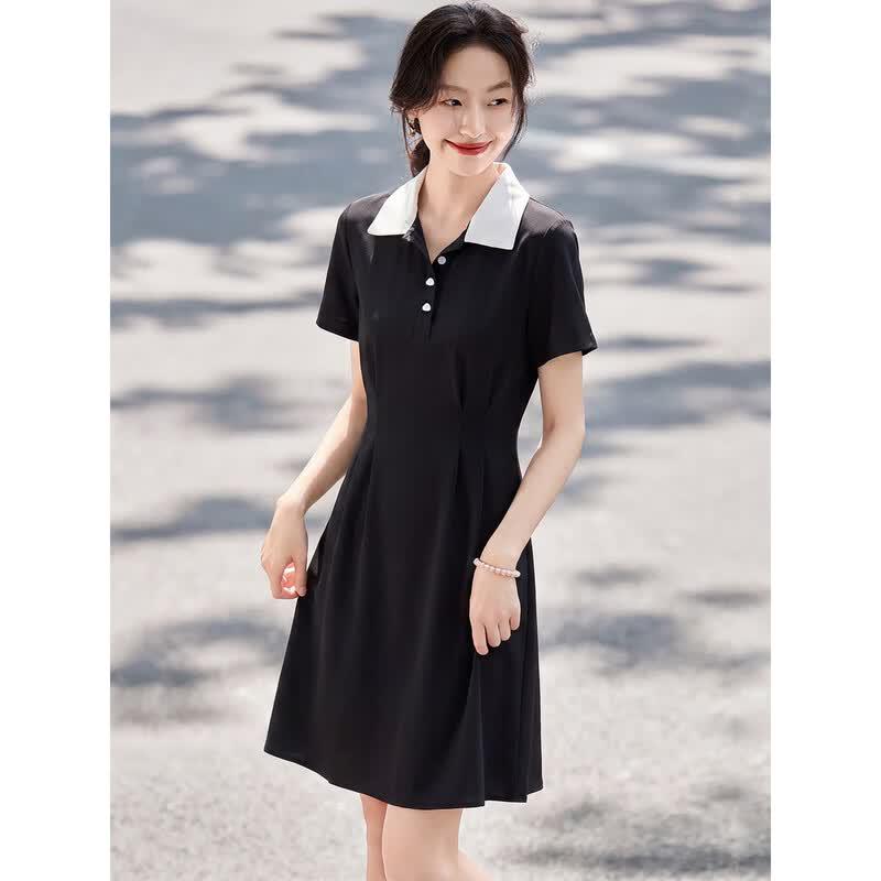 Women's Summer Short Sleeve Polo A-Line Dress
