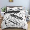 Music Theme Duvet Cover Microfiber Musical Symbols Comforter Cover Violin Piano Pattern Bedding Set Twin King Single Queen Size