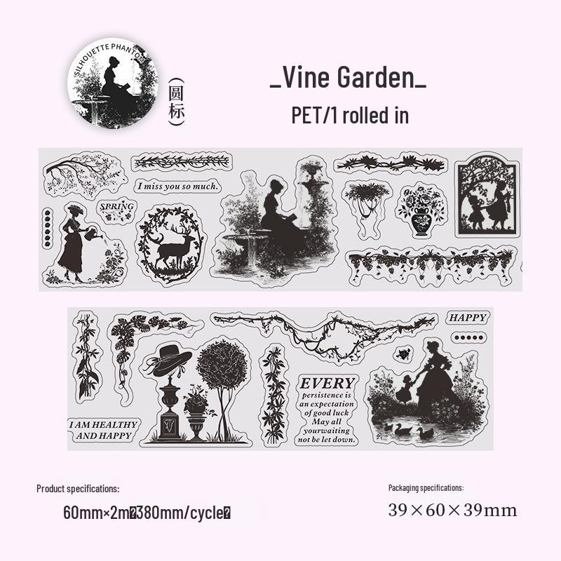 Beautiful Day Die-cut Retro Silhouette PET Tape: Scenery Decor for Journals & Phone Cases