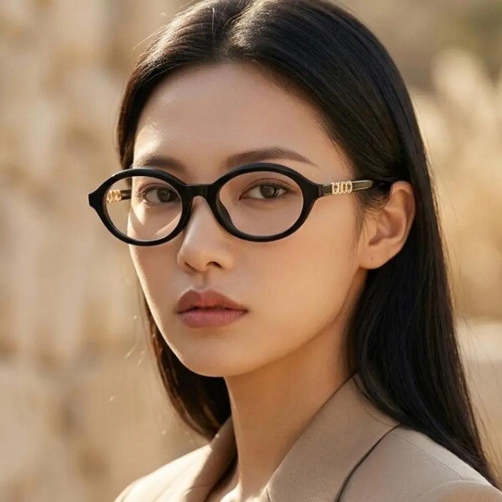 

[Gucci] Eyeglass Frames GG2153O 001 Oval Horn-rimmed Glasses for Women and Men Daily