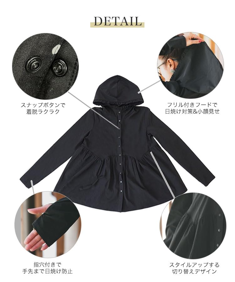 DONOBAN Rash Guard for Beach and UV Stretch UV Long and Great for Water Finger Holes Size Women's Hoodie, Stylish, Amphibious, Swimwear, Protection,