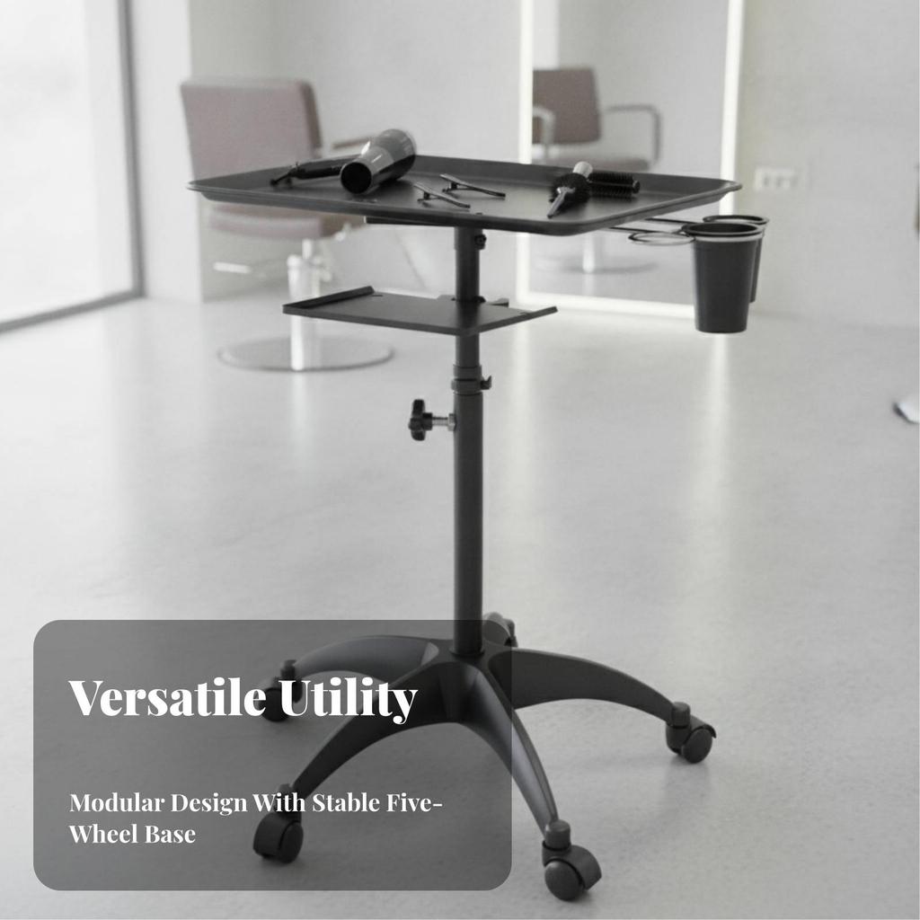 Hair Salon Trolley 2-Tier Tray Cart Easy to Clean for Hairdressers