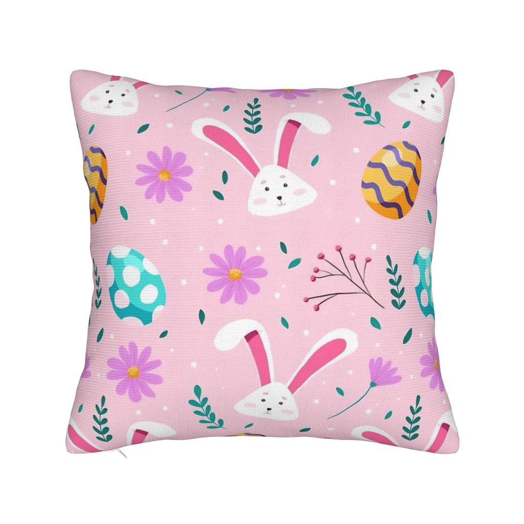 Eggs Easter Bunny Square Pillow Case Polyester Cushions for Sofa   Novelty Pillowcover Home Decor