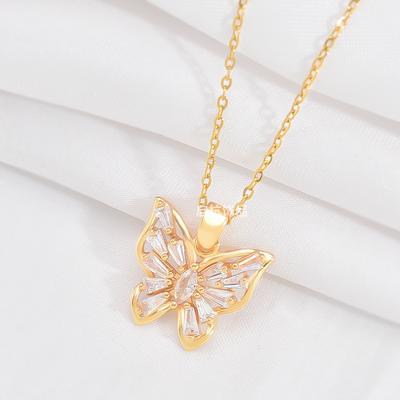 Butterfly Necklace Women'S Light Luxury Versatile Premium Temperament Zircon Pendant Accessories
