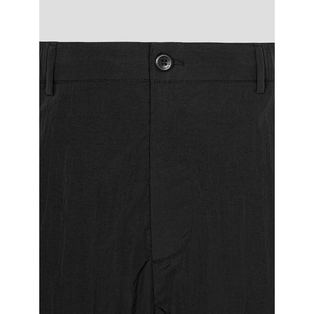 Binpolmen Wide Synthetic Fiber Elastic Waist Pants Black