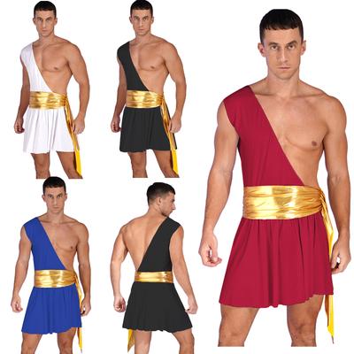 Männer Maskerade Mottoparty Altgriechisch Halloween Cosplay Kleid One Shoulder Rüschenkleid