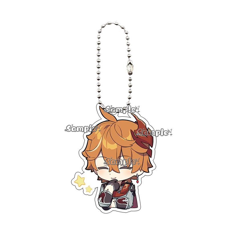 Hot Anime Game  Kamisato Ayaka Arlecchino Navia Anime Cartoon Cute Acrylic Model Double-sided Printing Keychain Keyring Pendant